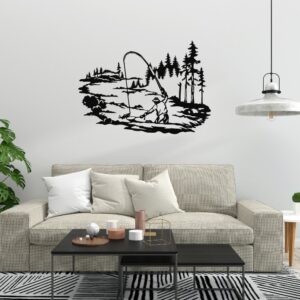 WĘDKARZ DEKORACJA PANEL ŚCIENNY NAKLEJKA OBRAZ