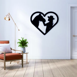 OBRAZ AŻUROWY KOBIETA Z KONIEM PANEL ŚCIENNY