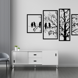PTAKI NA DRZEWIE PANEL ŚCIENNY NAKLEJKA OBRAZ