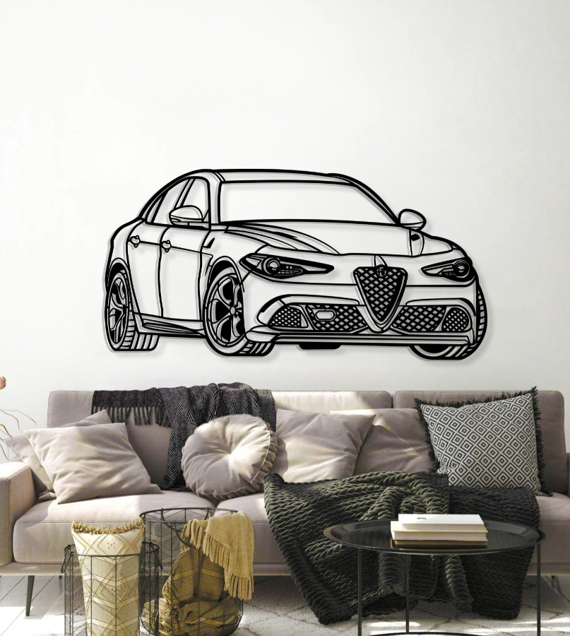 DEKORACJA ścienna Obraz Samochód ALFA ROMEO GUILIA QUADRIFOGLIO PERSPECTIVE