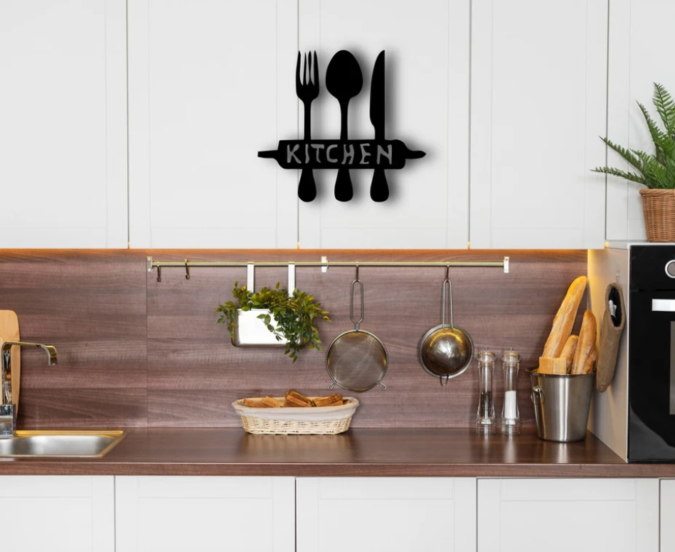 DEKORACJA ścienna Obraz wzór do kuchni napis kitchen