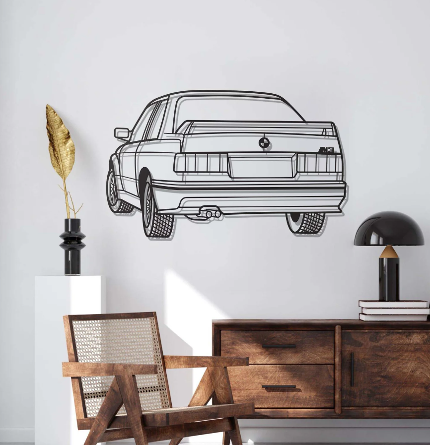 DEKORACJA ścienna Obraz Samochód BMW E30 BACK VIEW