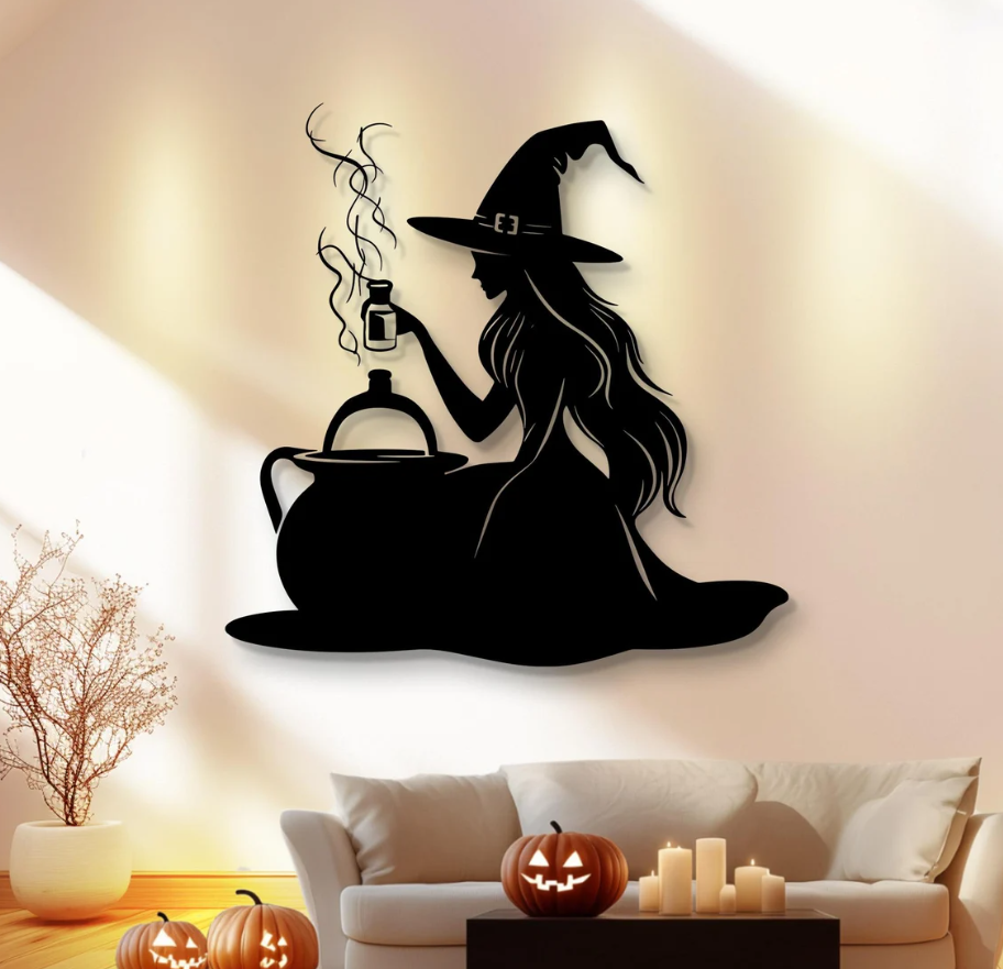 DEKORACJA ścienna Obraz wzór WIEDŹMA HALLOWEEN