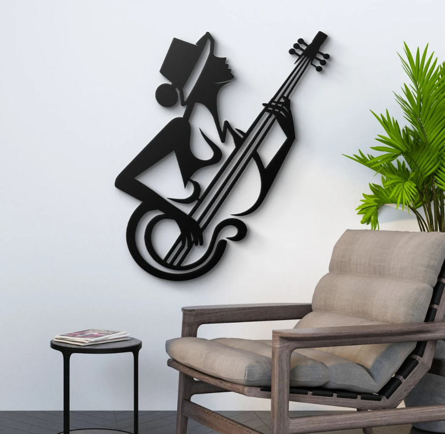 DEKORACJA ścienna Obraz wzór PANI Z GITARĄ
