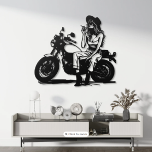 DEKORACJA ścienna Obraz wzór KOBIETA NA MOTOCYKLU