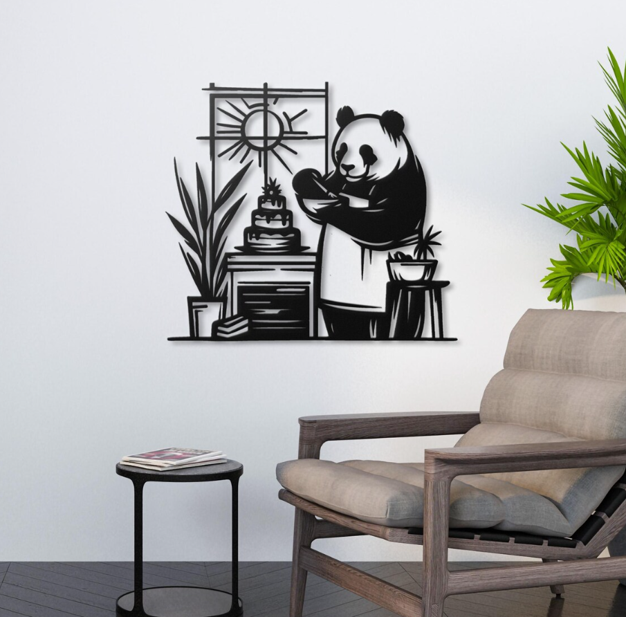 DEKORACJA ścienna Obraz wzór GOTUJĄCA PANDA