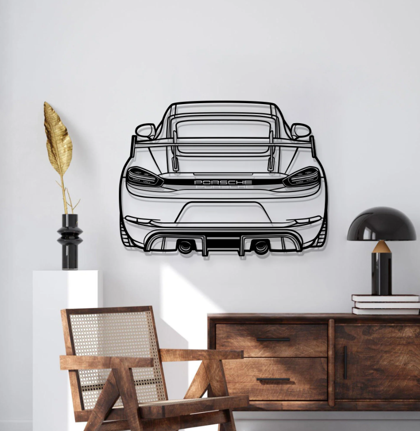 DEKORACJA ścienna Obraz Samochód PORSCHE 718 GT4 BACK VIEW 2022