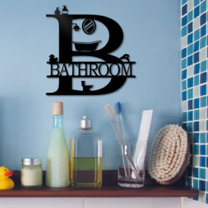 DEKORACJA ścienna Obraz wzór NAPIS BATHROOM - ŁAZIENKA