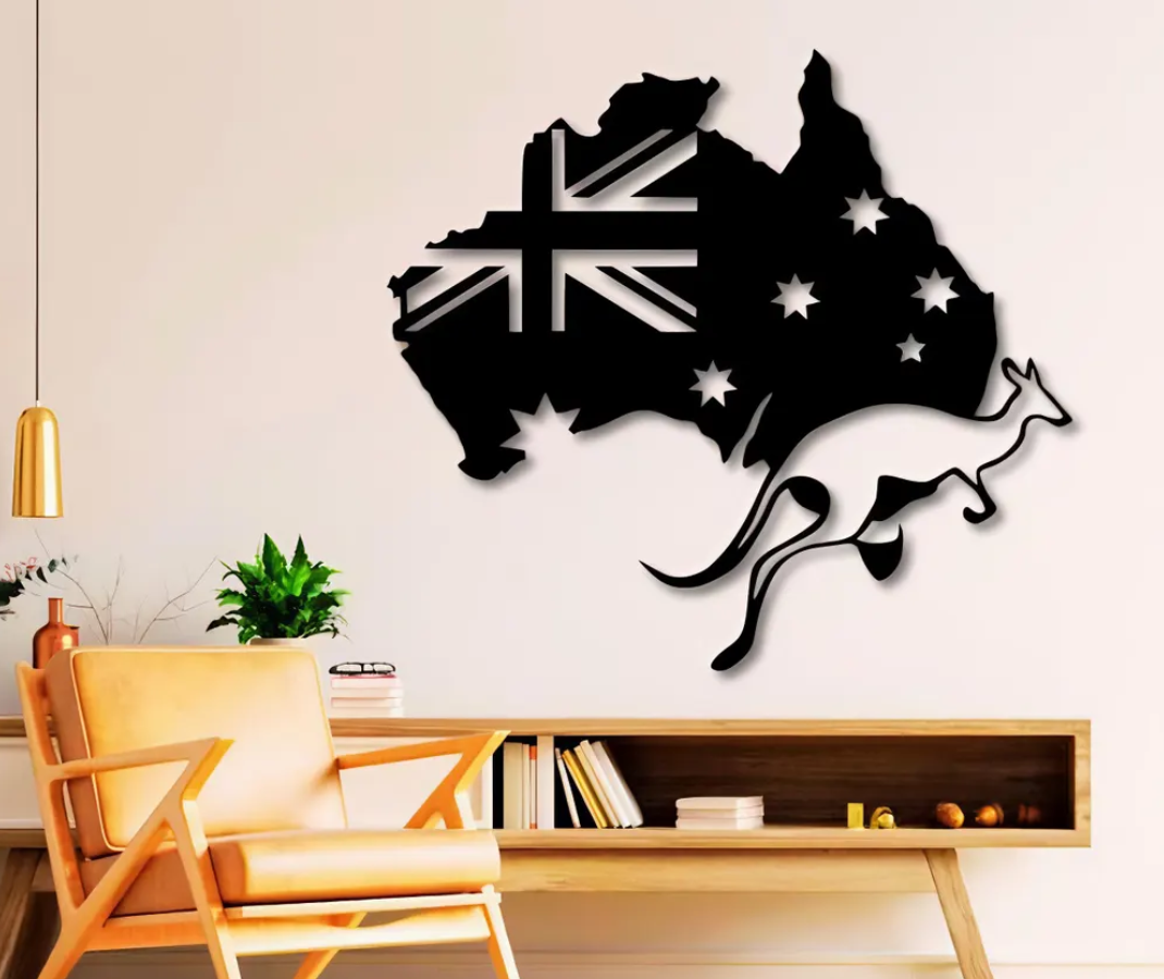 DEKORACJA ścienna Obraz wzór AUSTRALIA FLAGA Z KANGUREM