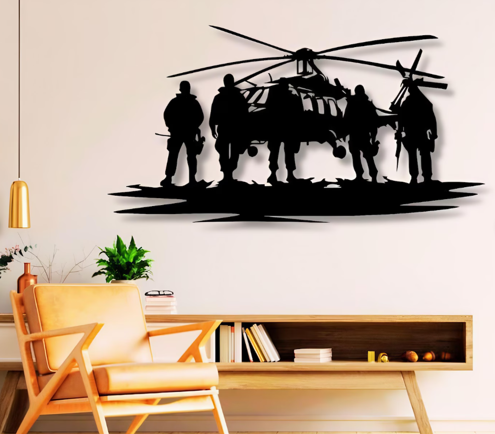 DEKORACJA ścienna Obraz wzór ARMIA WOJSKOWA Z HELIKOPTEREM